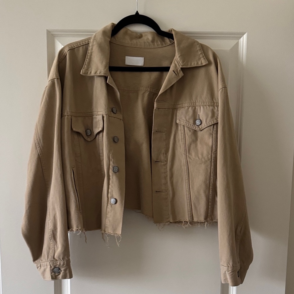 Boyish Beige Cropped Denim Jacket